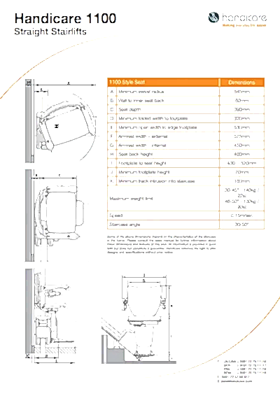 Handicare 1100 Ölçüleri